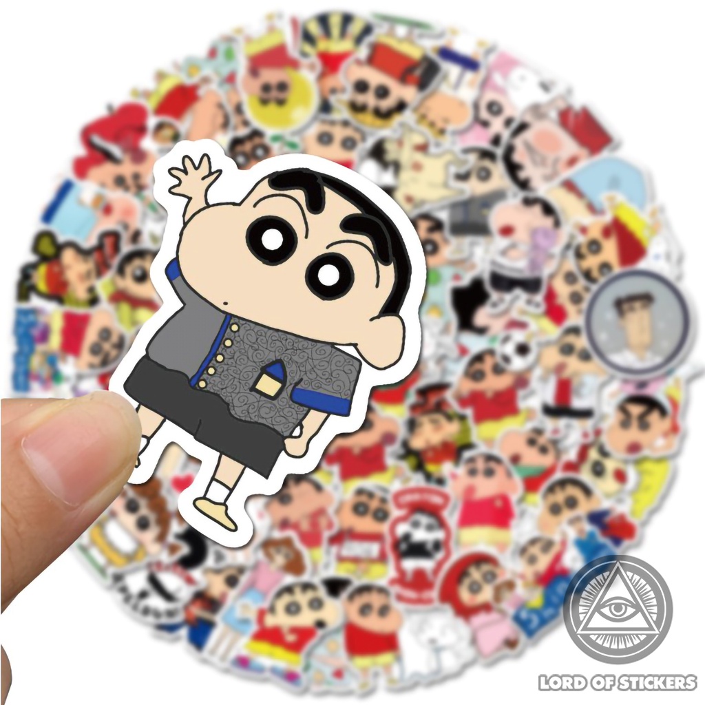 Set 50 Hình Dán Sticker Shin Cậu Bé Bút Chì Chống Thấm Nước Trang Trí Mũ Bảo Hiểm, Điện Thoại, Laptop, Ván Trượt, Sổ