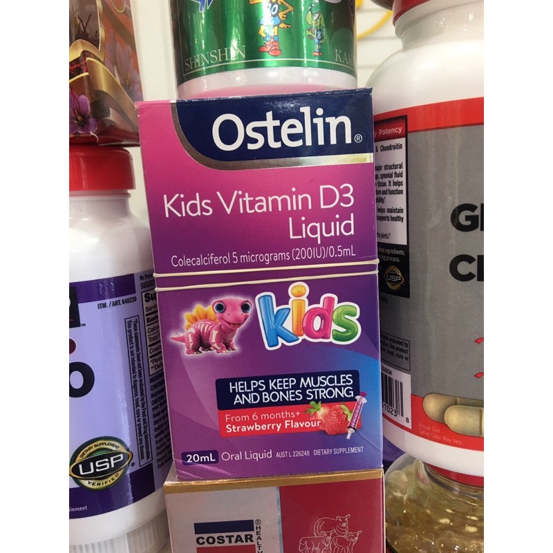 Sirô Vitamin D3 cho bé từ 6m+ OSTEELIN Kids Vitamin D3 Liquid 20ml ncủa Úc