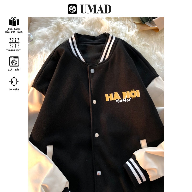 Áo Khoác Bomber Hà Nội Chất Thun Nỉ Bông Hàn Quốc thoáng mát, thông khí