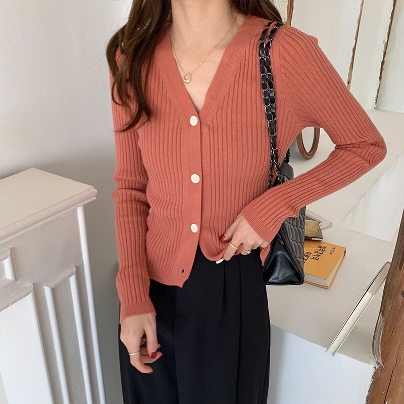 Áo khoác cardigan Pure Cube dệt kim cổ chữ V dáng rộng phong cách Hàn Quốc thời trang thu đông cho nữ