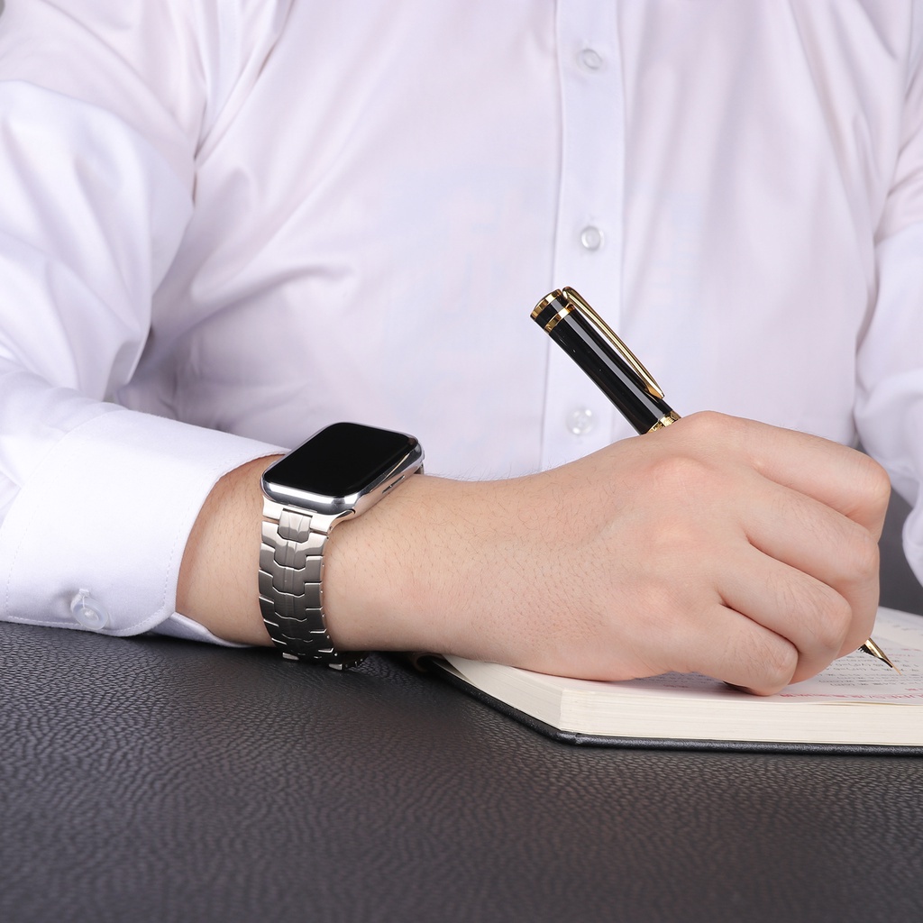 Dây đeo JANSIN kiểu Iron Man thích hợp cho Apple Watch 7 45mm 41mm 44mm 42mm 38mm 40mm Iwatch Series 7 6 Se 5 4 3