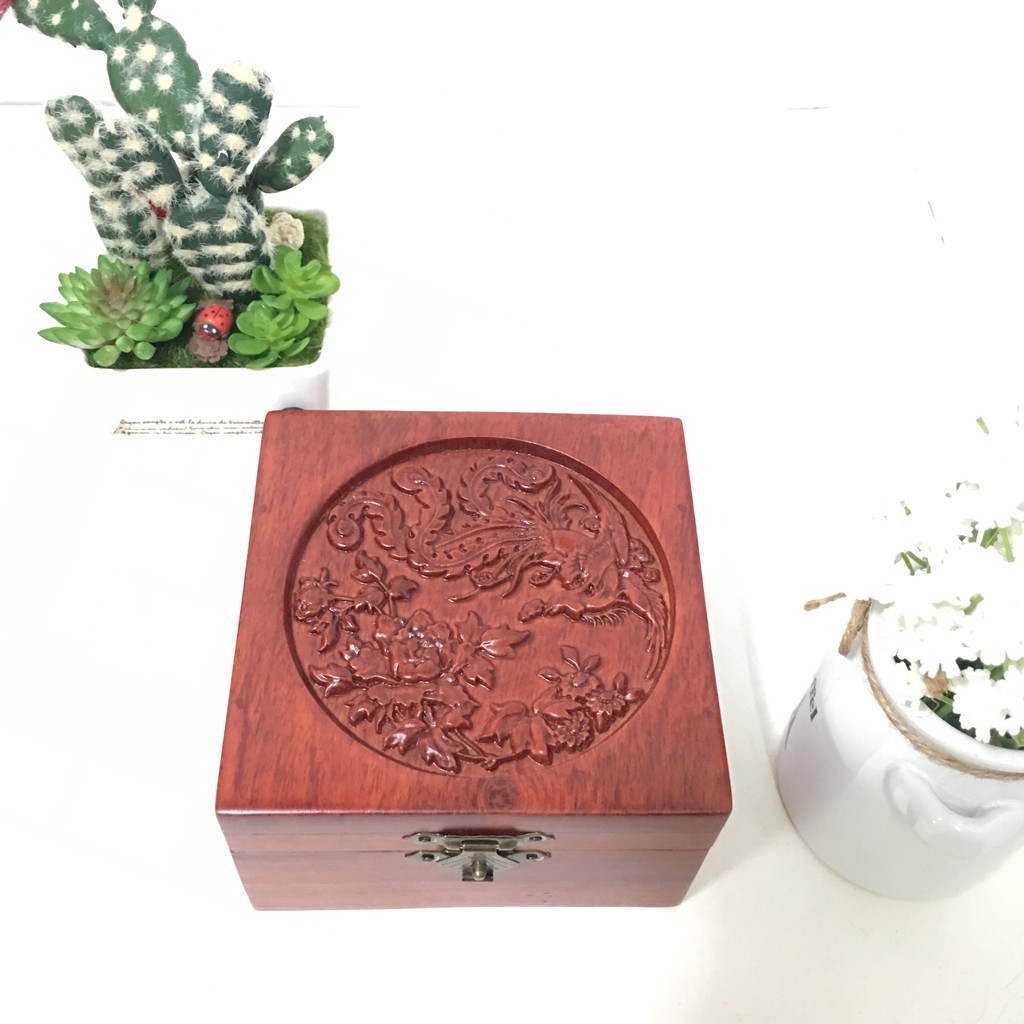 Hộp đựng trang sức vòng, nhẫn...trạm khắc Phượng hoàng
