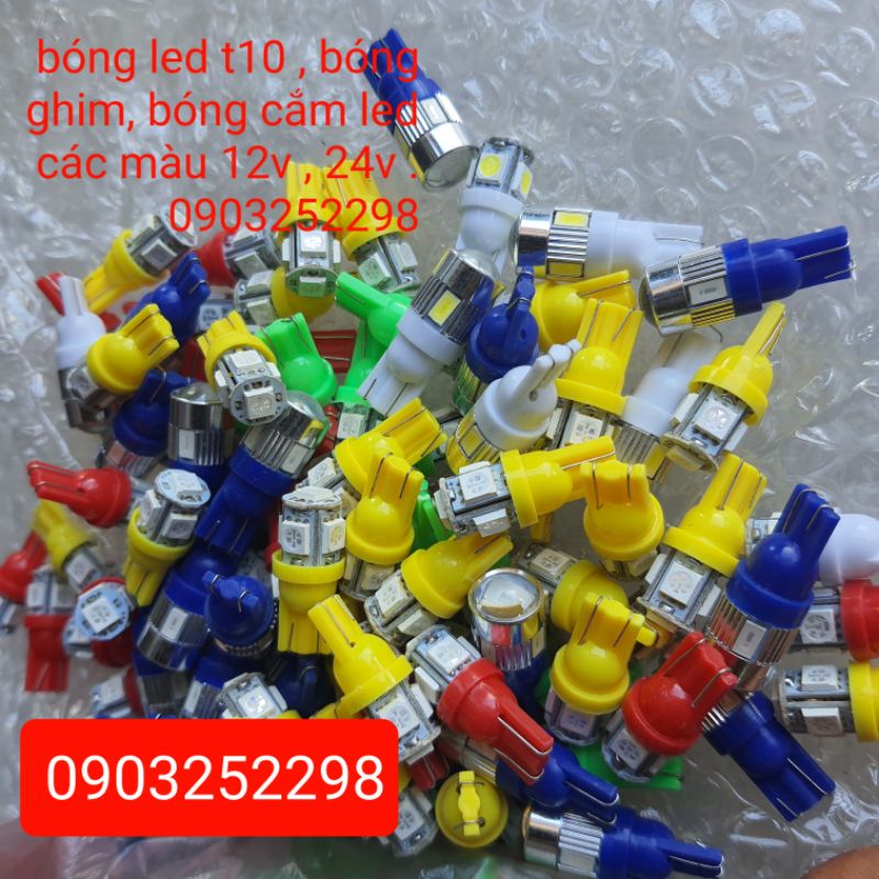 Bóng led t10 , bóng đờ mi , bóng cắm 12v 24v không nháy ô tô , xe máy...