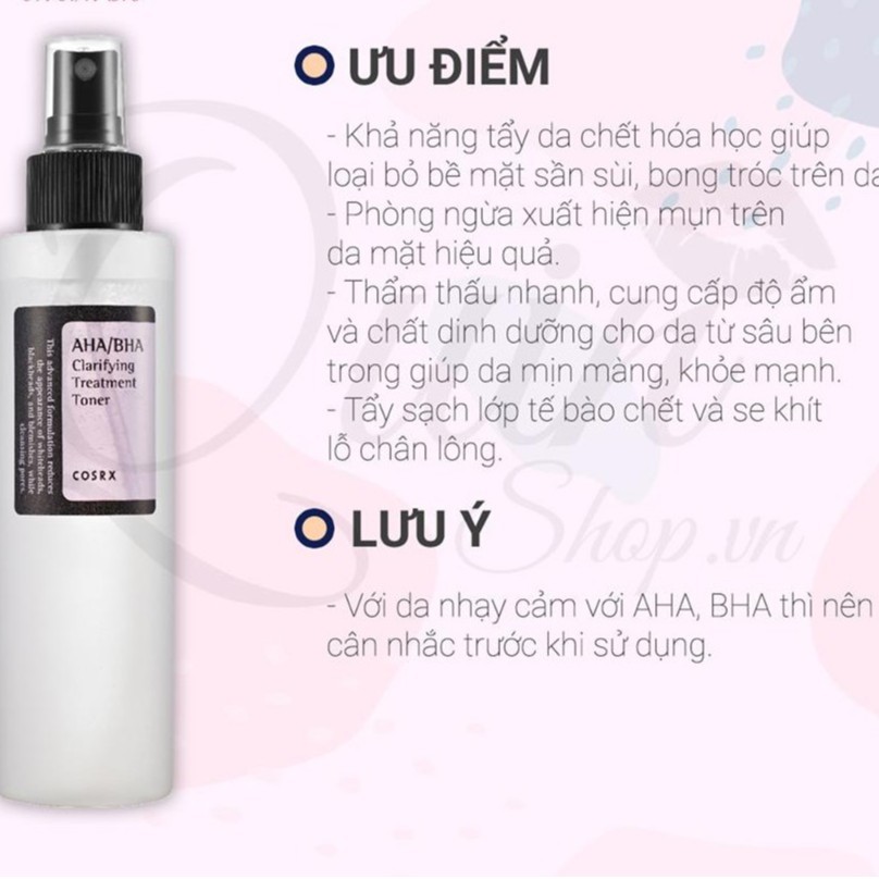 Nước Hoa Hồng BHA/AHA Cosrx Clarifying Treatment Toner 150 ml G33 Green Store