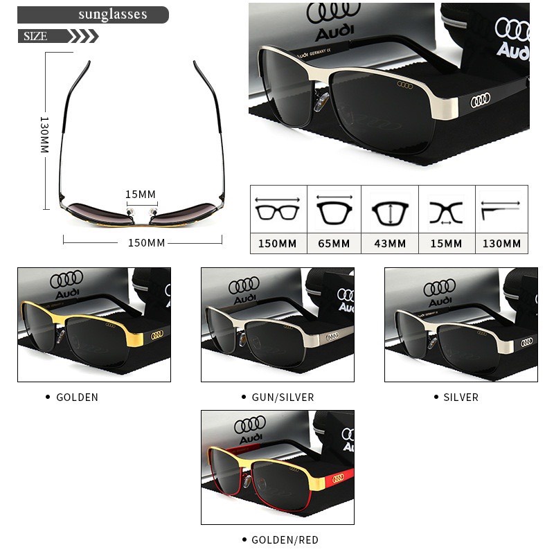 Kính mát Kính râm phân cực thời trang nam chất liệu hợp kim và palaroid Chống Tia UV400 cao cấp Audi- bảo hành 12 tháng