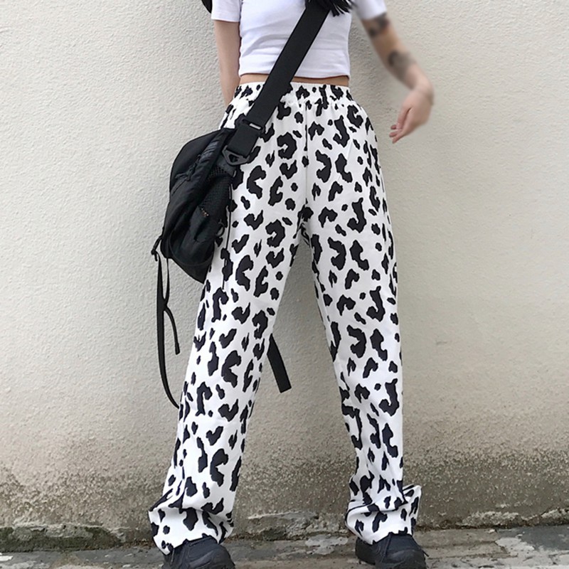 Quần Dài Ống Rộng Họa Tiết Bò Sữa Đen Trắng Cá Tính Thời Trang Cho Nữ | BigBuy360 - bigbuy360.vn