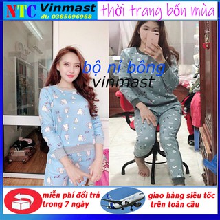 [Giá Sỉ] Bộ Nỉ Bông Giữ Ấm - Bộ ngủ mặc ở nhà in hình hoạ tiết đáng yêu, giữ ấm, chống lạnh, freesize