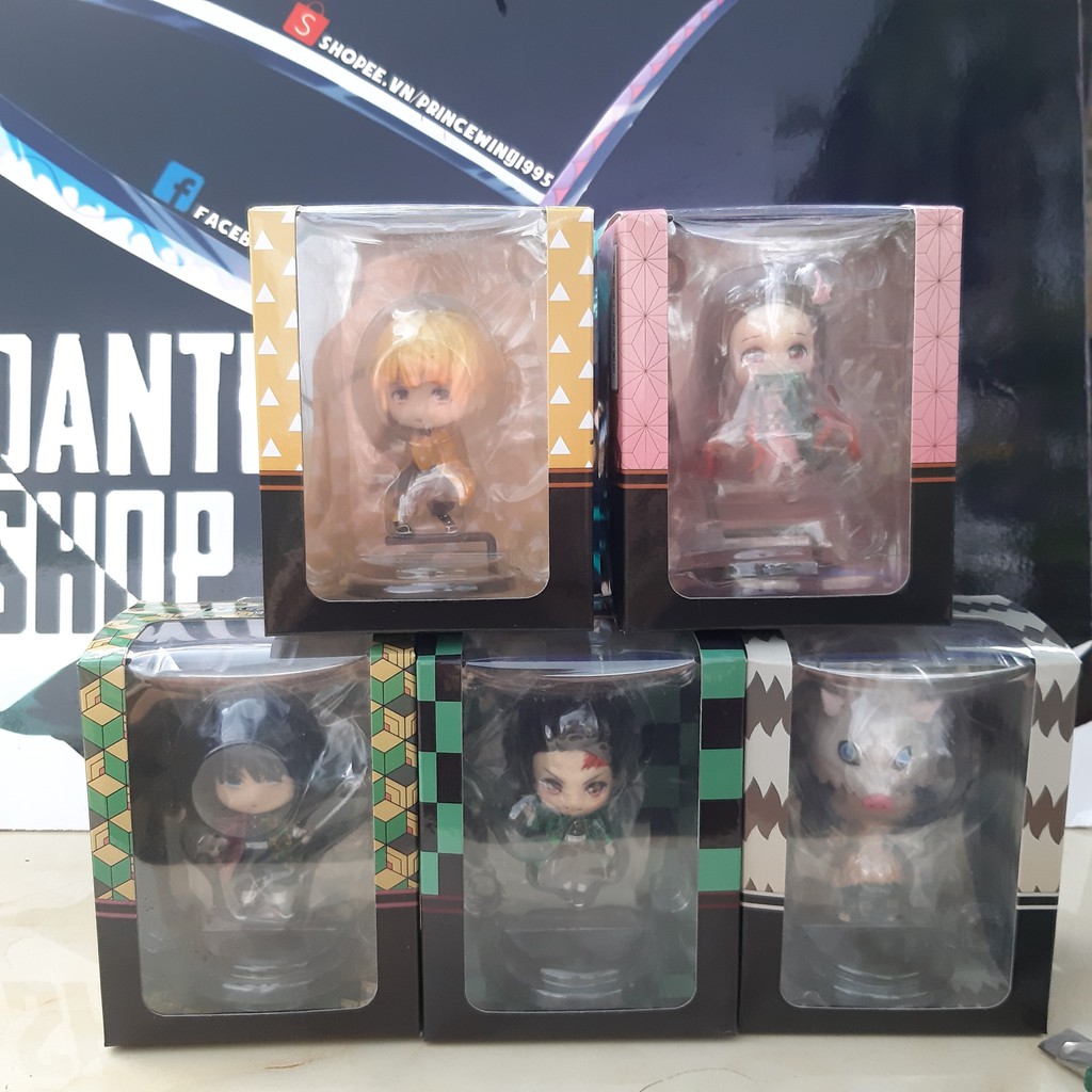 Mô Hình Demon Slayer Kimetsu no Yaiba Nhân Vật Figure Tanjirou, Zenitsu, Inosuke, Nezuko 8cm | Tặng Poster