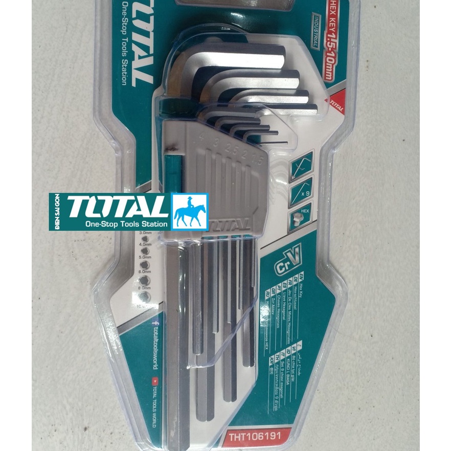 Total Bộ lục giác đầu bằng 1.5-10mm 9 chi tiết hệ mét THT106191
