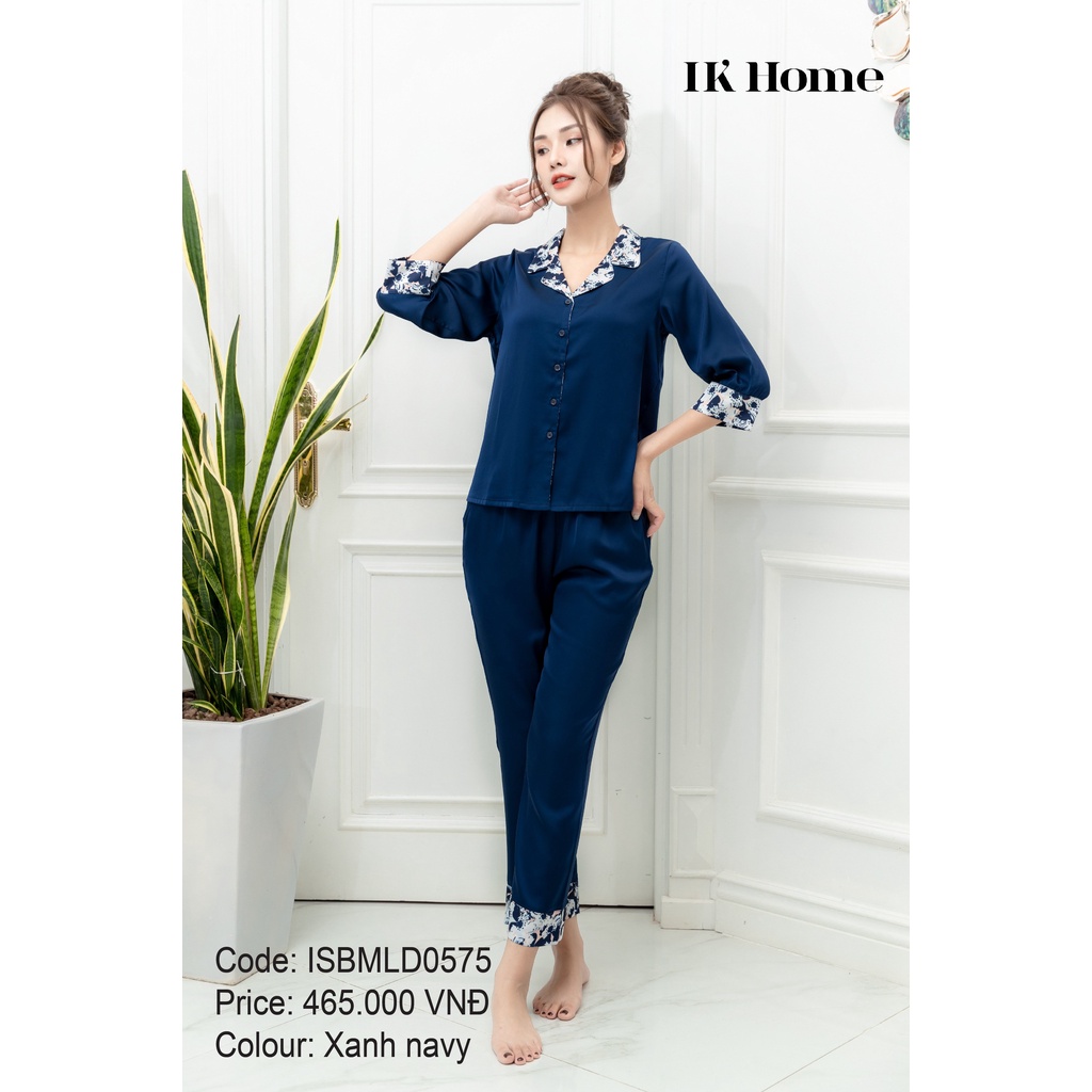 Bộ mặc nhà áo tay lỡ quần dài lụa IK 0575 Giá 465.000đ