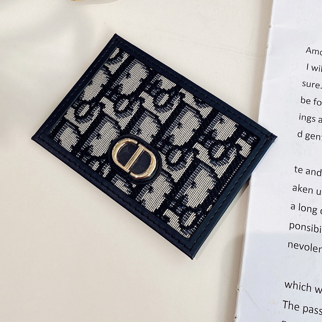 Ví da họa tiết PU Dior nhiều ngăn siêu mỏng dành cho đựng thẻ