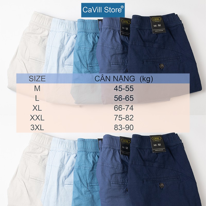 Quần short nam cao cấp CAVILL (4 màu) Lưng Chun, Dây rút, Chất Cotton Thoáng Mát - Quần đùi vải đũi nam CAVILL QDCV08 | BigBuy360 - bigbuy360.vn