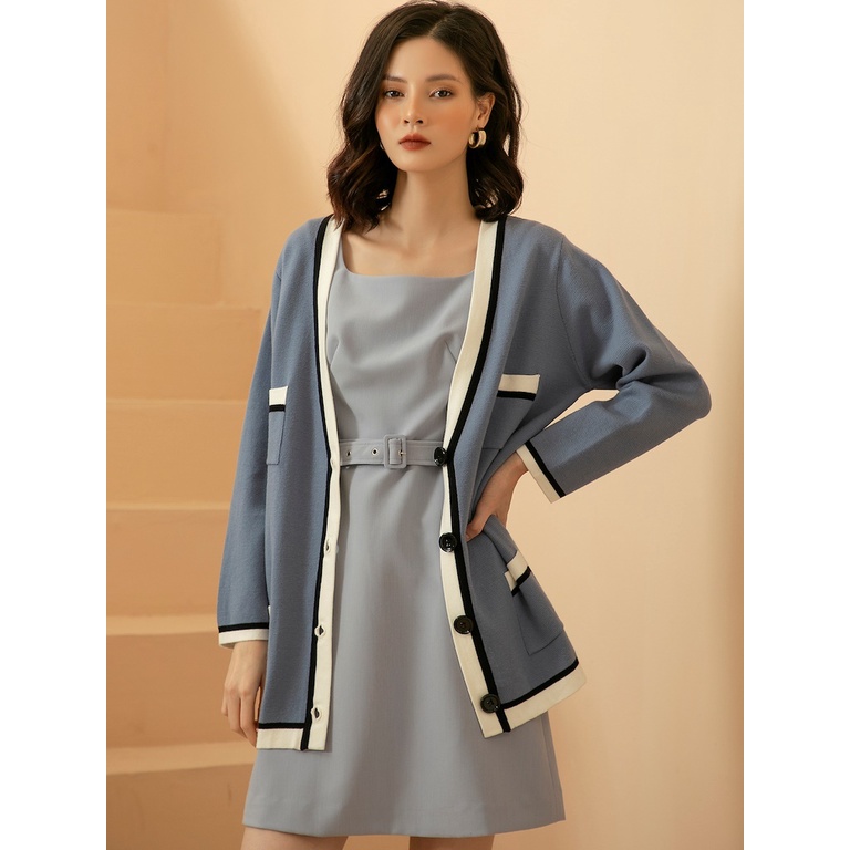 Váy cổ vuông sát nách thắt đai eo D.CHIC - 2812831