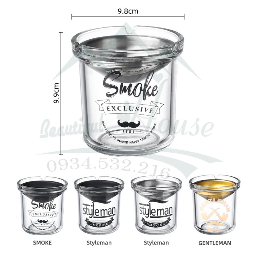 Gạt Tàn Thủy Tinh  Phễu Kim Loại Độc Lạ G01