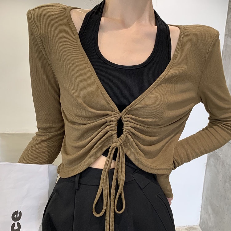 Áo Thun Dài Tay Chống Nắng Phối Dây Rút Thời Trang Dành Cho Nữ