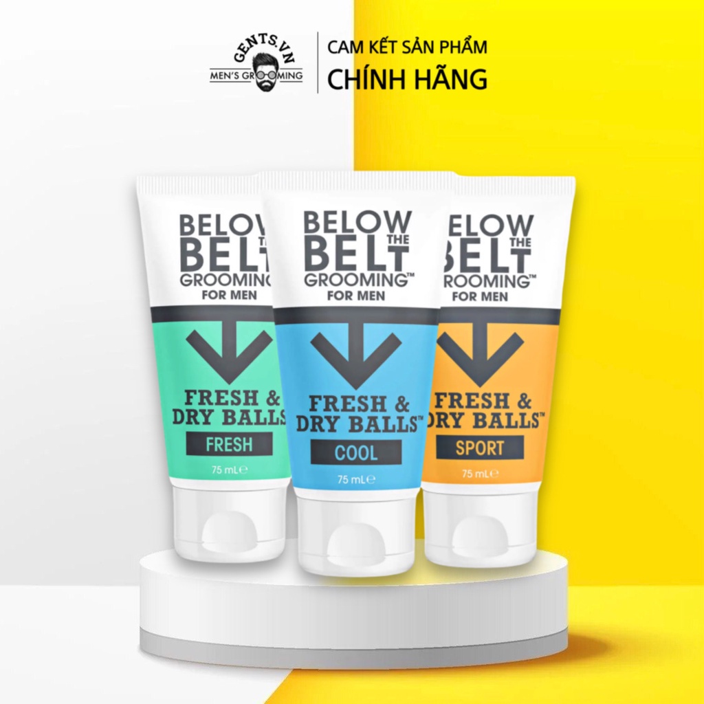 Kem dưỡng phụ khoa nam Below The Belt Grooming Fresh &amp; Dry Balls 75ml - Bảo vệ khỏi mồ hôi, mùi hôi và nấm