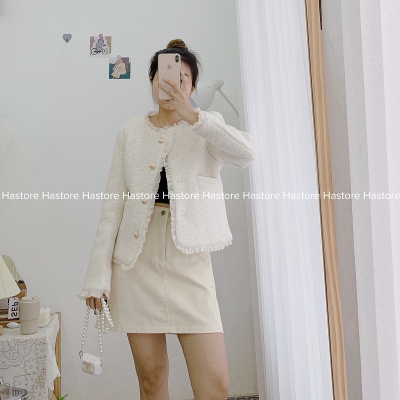 Áo tweed dạ tiểu thư bèo cao cấp