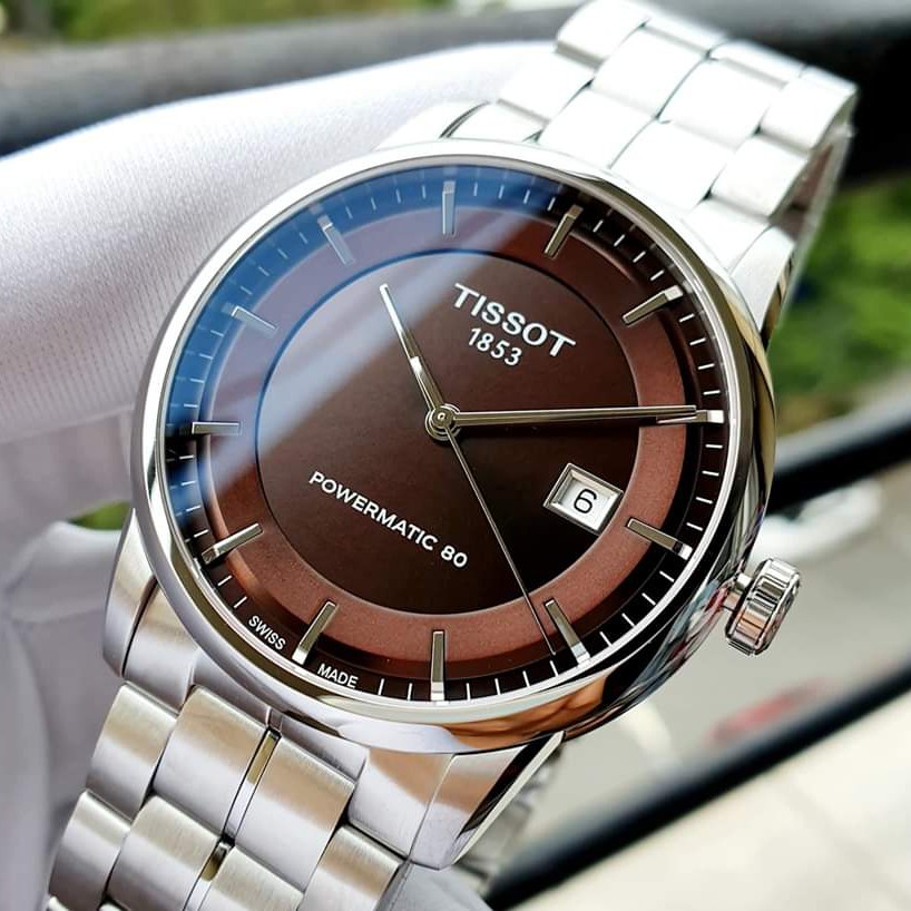 Đồng hồ Nam chính hãng Tissot 1853 Luxury Powermatic 80 T086.407.11.291.00 Mặt nâu,Lịch-Máy cơ-Dây kim loại-Size 41mm