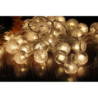 Đèn Led Trang Trí Bóng Tròn Nhỏ Pha Lê Trong 6m 50 Bóng Tròn Chạy Pin