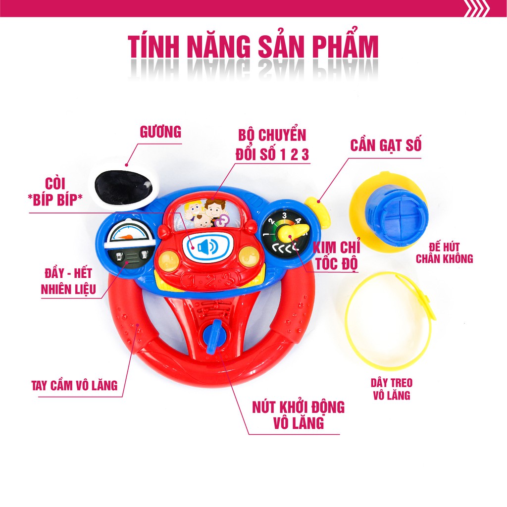 FREE SHIP !!! Vô lăng đồ chơi mô phỏng lái xe cho bé có hiệu ứng đèn nhạc, âm thanh Winfun 0684