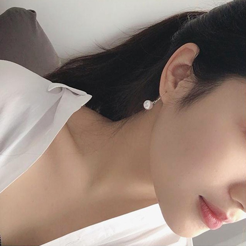 Khuyên tai gắn ngọc trai nước ngọt thời trang Hàn Quốc dễ thương dành cho bạn gái