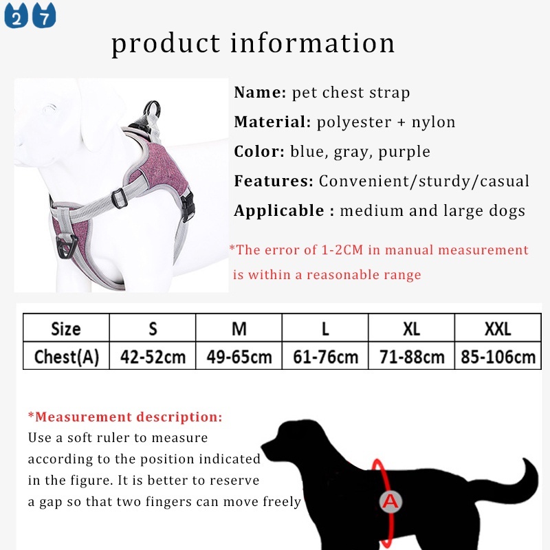Bộ Yếm Dây Dắt Thú Cưng Đi Dạo Bằng Nylon Phản Quang Thoáng Khí Chống Nổ 27 Cái
