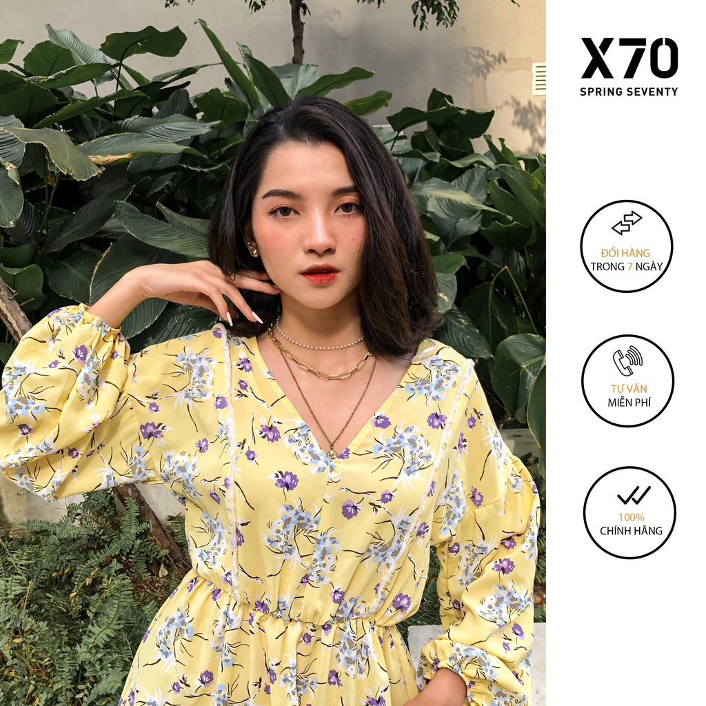 Đầm Nữ Cổ Tim Thiết Kế Hoa Thời Trang X70 - 00680005