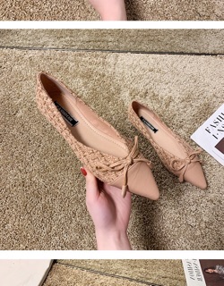 GIÀY BỆT MÕM NHỌN BÍT DA MIX DẠ TWEED