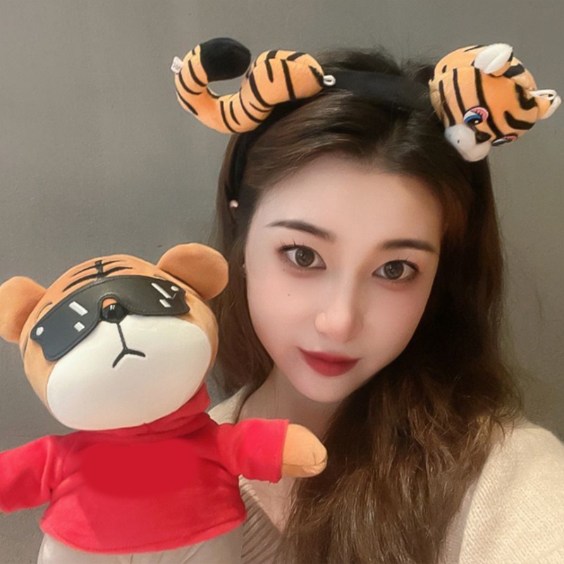 Flgo Băng Đô Cài Tóc Hình Hổ Hoạt Hình Có Đuôi Cho Búp Bê Trang Điểm