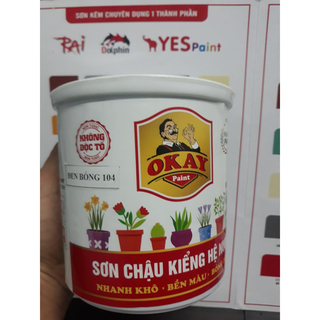Sơn chậu kiểng hệ nước OKAY cao cấp- Lon 1 kg - Sơn chậu ngoại thất cao cấp