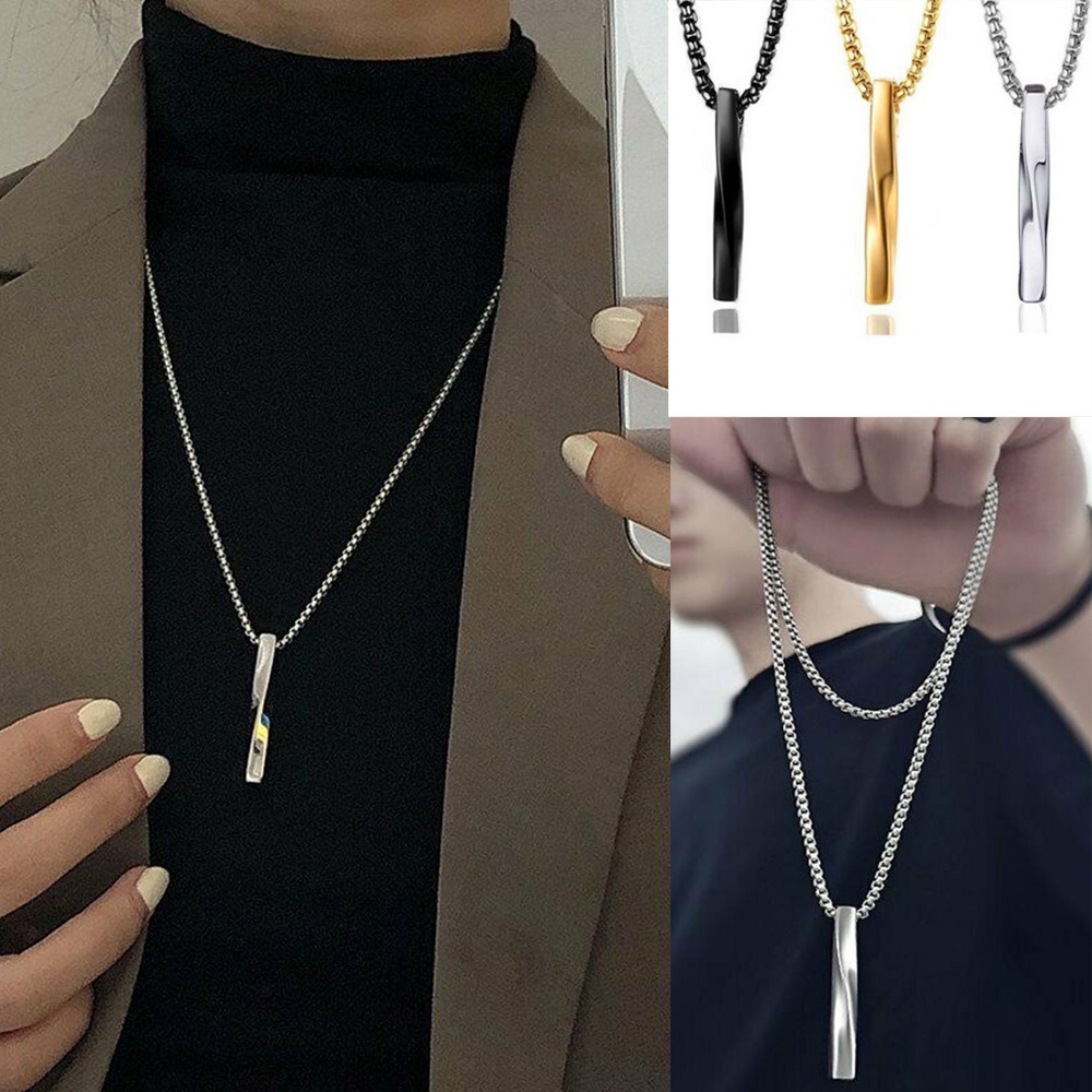 Vòng cổ nam bằng thép không gỉ thiết kế đơn giản thời trang phong cách Nhật Bản