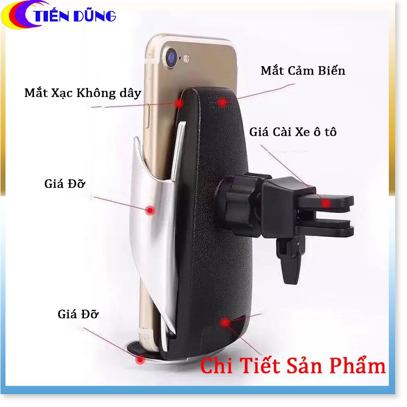 Sạc Không Dây Ô tô S5, Đế Sạc Nhanh Điện Thoại Không Dây Trên Xe Hơi Không Dây Cảm Ứng (Phiên Bản Mới)