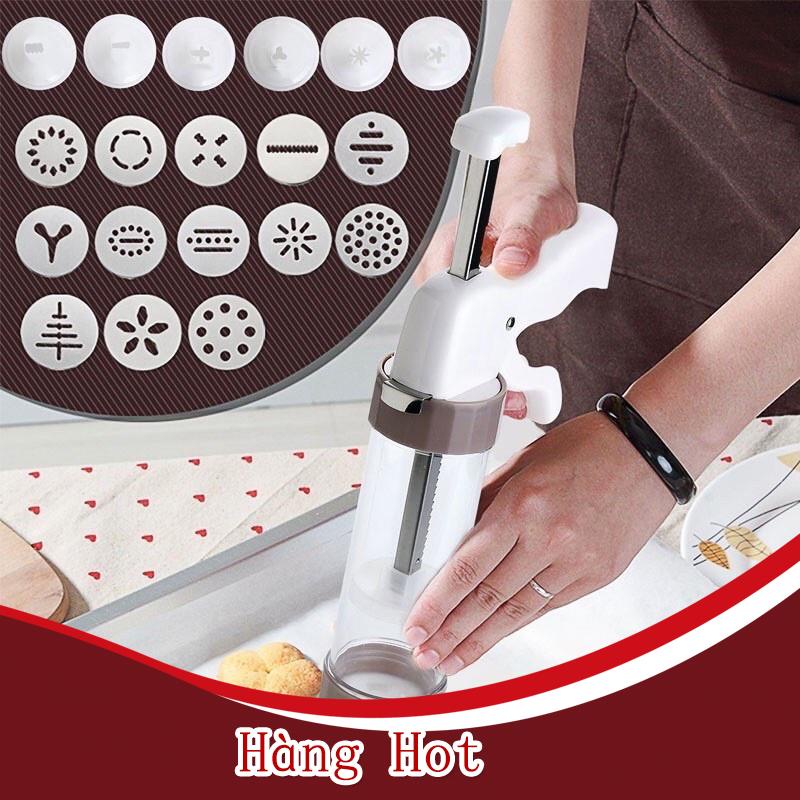 (Mới) Súng bắn tạo hình bánh bao gồm đầu bắt bông kem và khuôn tạo hình bánh quy
