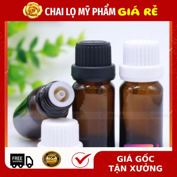 Lọ Chiết Serum ❤ RẺ VÔ ĐỊCH ❤ [5ml,10ml] Chai lọ đựng tinh dầu thủy tinh nắp đen nhỏ giọt , phụ kiện du lịch