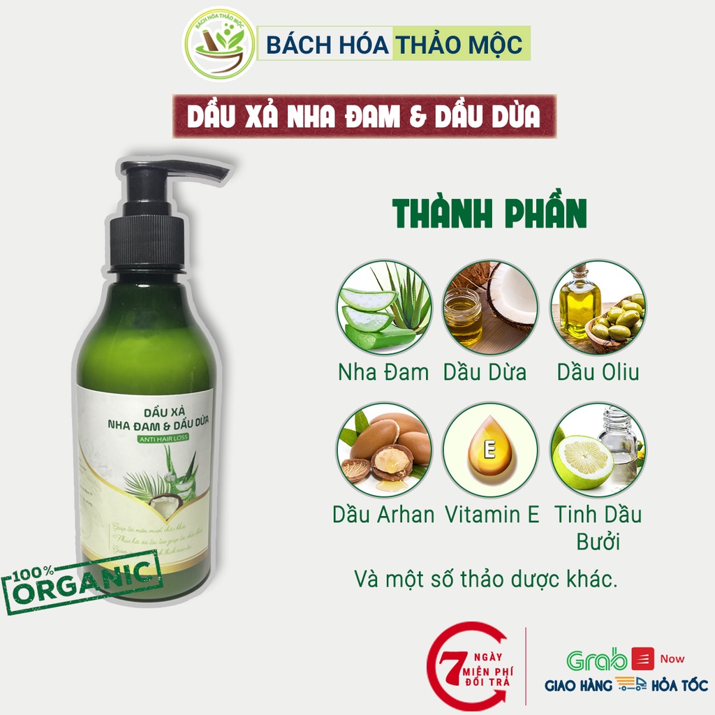 Dầu Xả Tóc Nha Đam Và Dầu Dừa HandMade 100% Thảo Dược Thiên Nhiên Giúp Tóc Chắc Khỏe | Bách Hóa Thảo Mộc