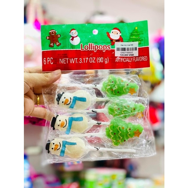 (Hàng sẵn)Set 6 kẹo que Noel Mỹ