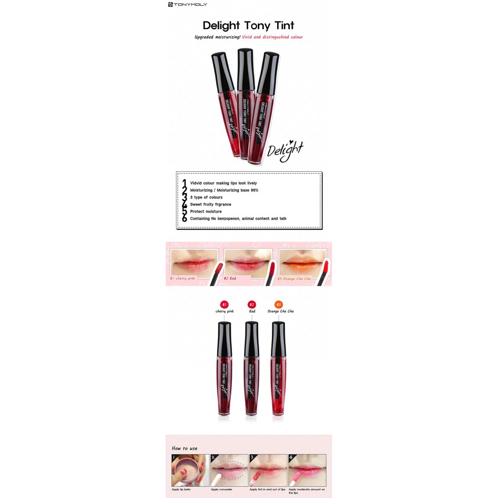 [TONYMOLY] Son nước Delight Tony Tint 8.3ml 3 Color / 2017 New | BigBuy360 - bigbuy360.vn