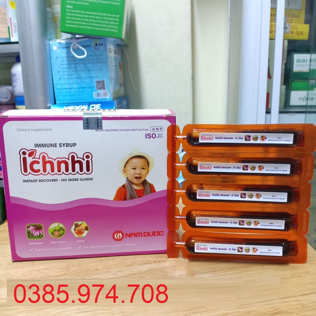 Siro tăng đề kháng Ích Nhi bé khỏe nhanh ít ốm - Hộp 15 ống