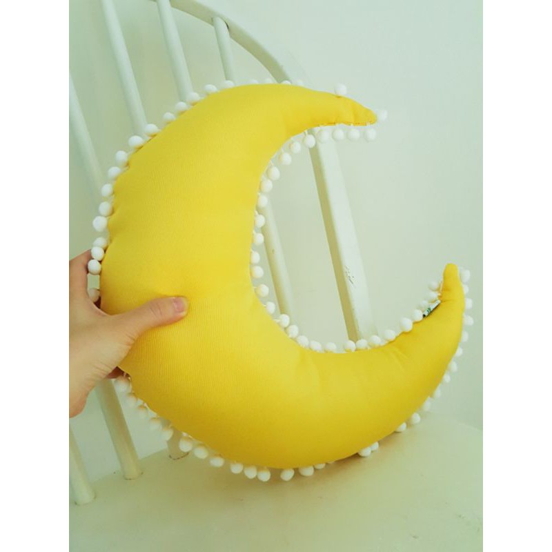 Set 4 gối trăng sao mây vuông đã nhồi bông 40x40cm. Vải cotton 100% cao cấp gối trang trí pompom