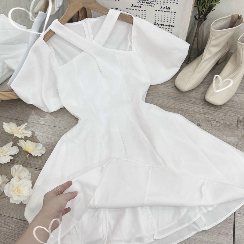 Đầm Váy Chéo Cổ 8 Mảnh Thanh Lịch Mặc Đi Chơi Đi Làm