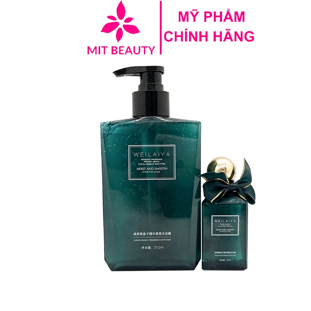 Sữa Tắm Weilaiya Xanh Trứng Cá Tầm 312ml + 60ml Mit Beauty Dưỡng Ẩm Cho Da Hương Thơm Quyến Rũ