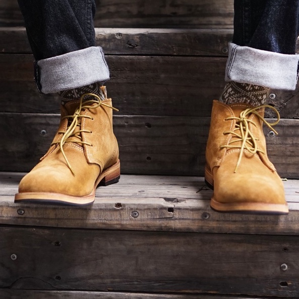 [CAO CẤP] Giày boot công sở nam cổ lửng màu nâu CHUKKA da lộn 2 lớp Mũi tròn đế khâu Văn phòng Sartorial Bảo Hành 1 năm | BigBuy360 - bigbuy360.vn