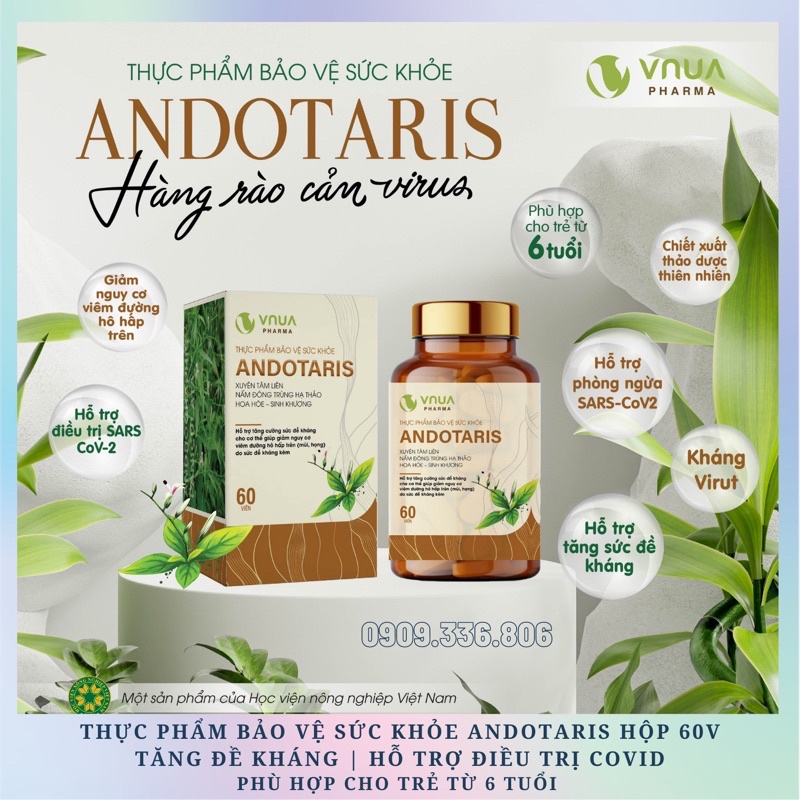 [Sẵn] Viên Uống Tăng Đề Kháng ANDOTARIS Vnua Phẩm hộp 60 viên