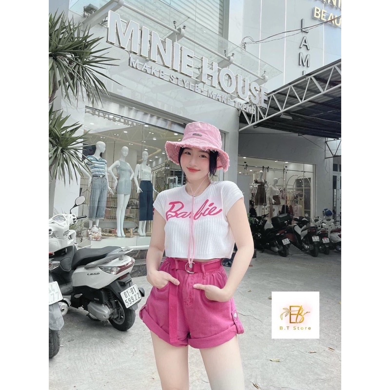 Quần sooc bò vắn gấu cúc đồng