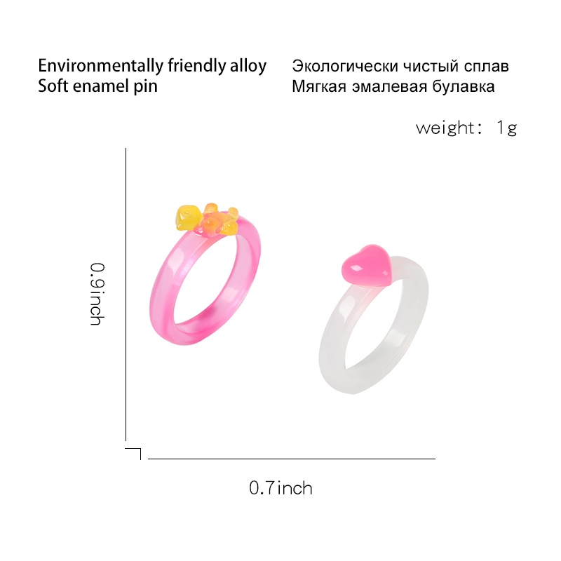 Cặp Nhẫn Hình Trái Tim Màu Xanh Dương Hồng Thời Trang Cho Cặp Đôi