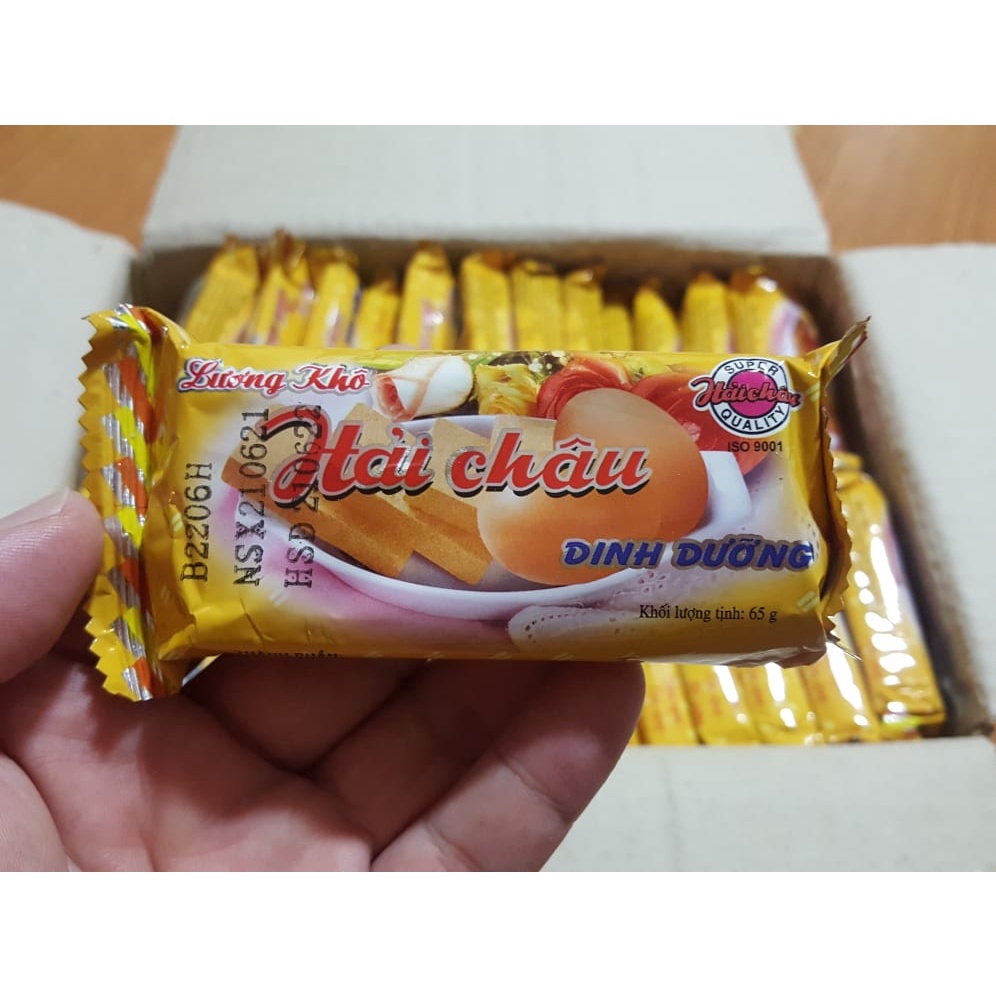 Combo 10 gói lương khô Hải Châu vị đậu xanh/ cacao/ tổng hợp/ dinh dưỡng 65g