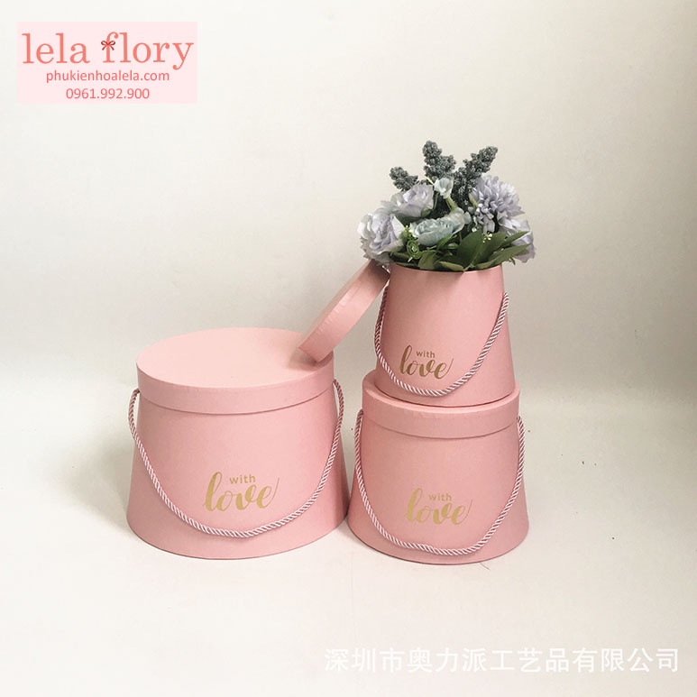 Bộ 3 hộp giấy vát cứng cắm hoa tươi, hoa sáp, hoa giả - THH0058