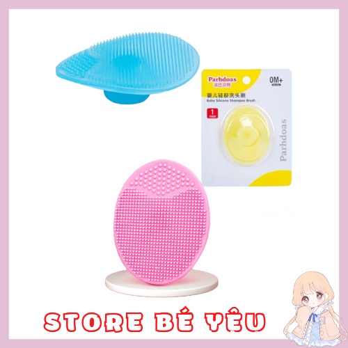 Bàn chải gội đầu bằng silicon mát xa da đầu tiện dụng, nhẹ dịu với da đầu bé
