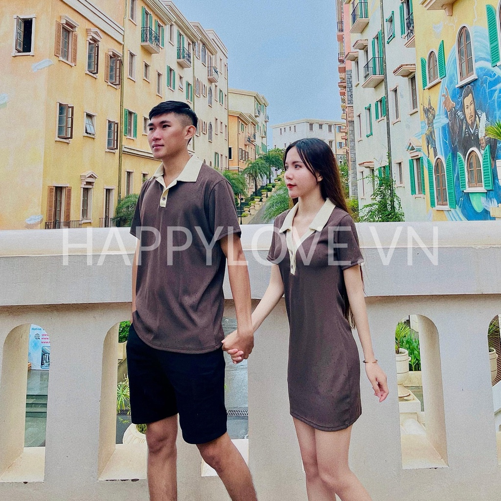 Đồ đôi nam nữ Set couple Áo nam Đầm nữ màu đen phong cách Hàn quốc HAPPYLOVE, Set đồ đôi Váy nữ Áo nam Quảng Châu H15