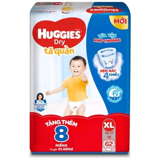 Thanh lý bỉm quần Huggies XL62+8